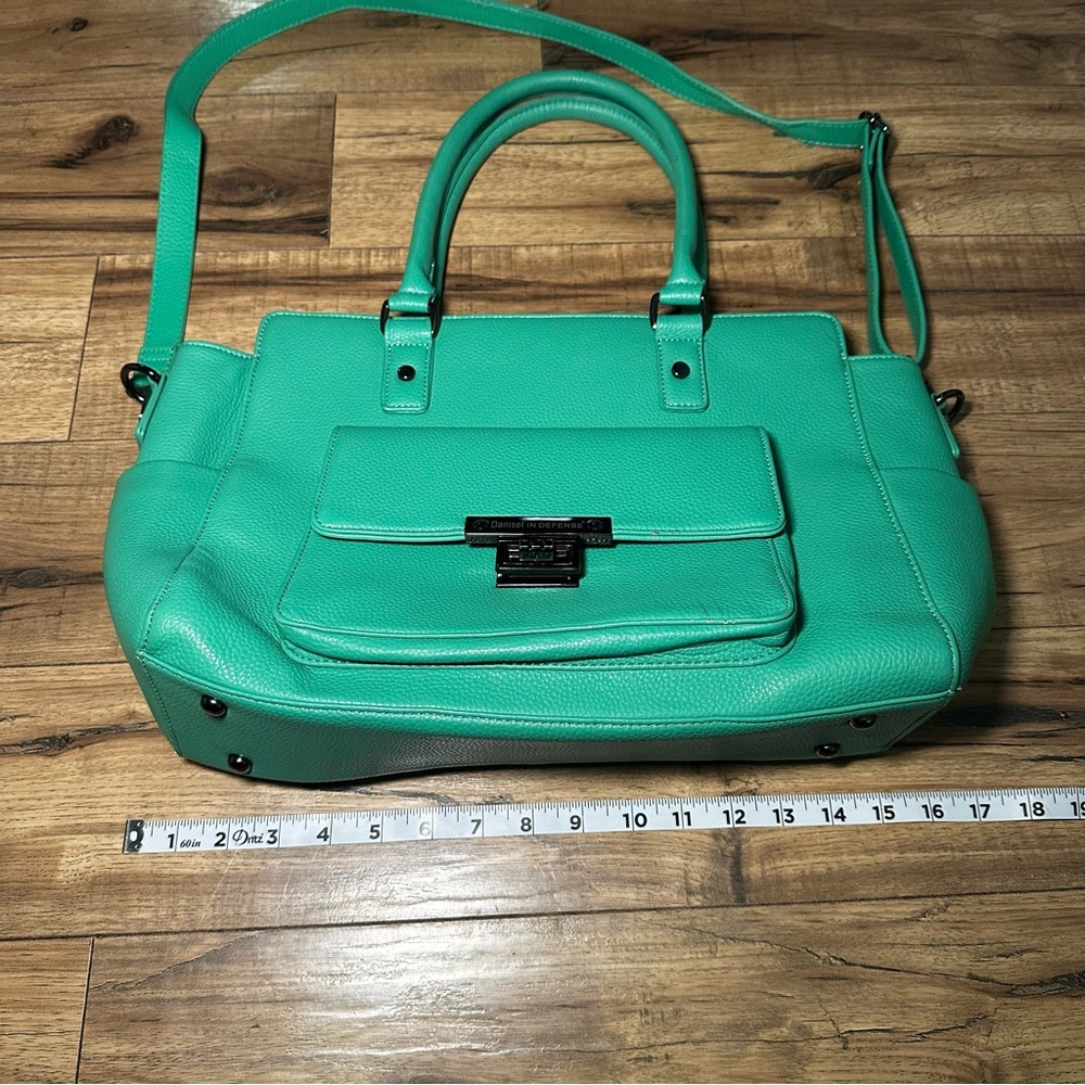 Damsel in Defense Kelly Green Leather Handbag - Picture 4 of 12